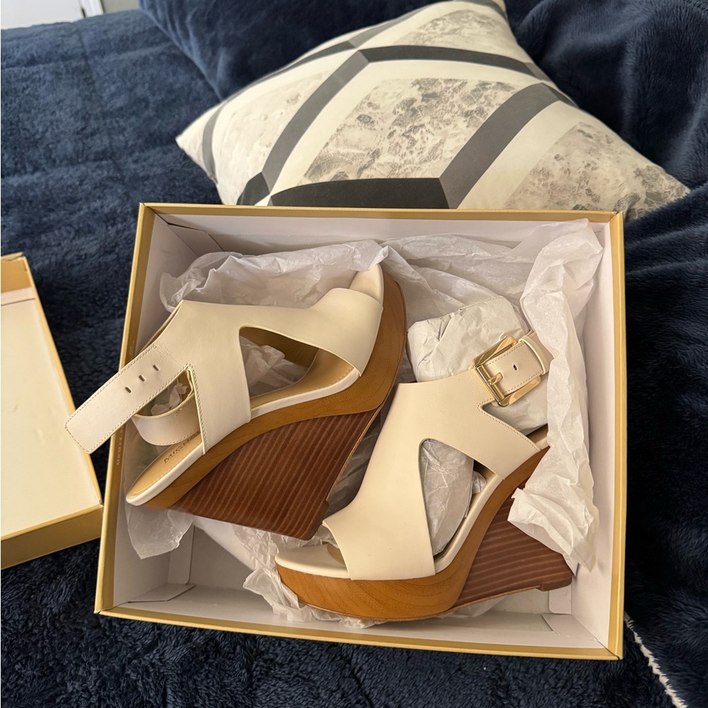 Michael Kors Elegant Cream Wedge Sandals